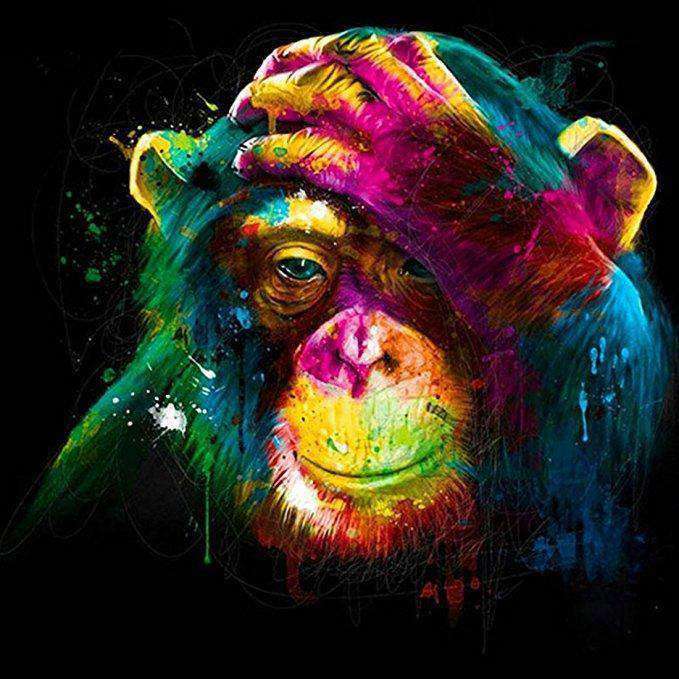 Bunter Affe Portrait Diamond Painting