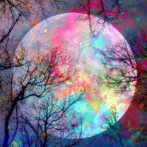Bunter Vollmond - Diamond Painting Mondmotiv