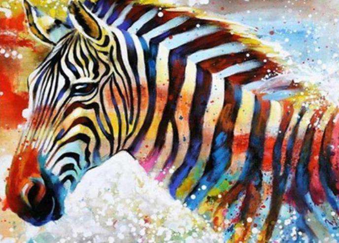 Buntes Zebra Aquarell Diamond Painting